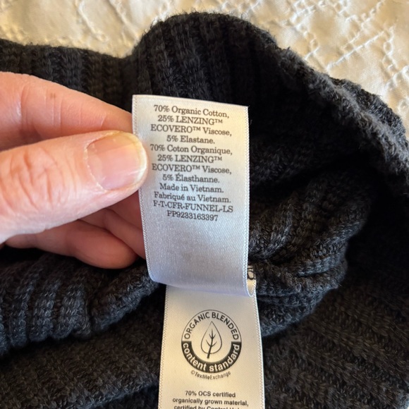 Everlane  Cozy Ribbed  Funnel Neck Sweater Black Size M  Organic Cotton Blend - Picture 10 of 14